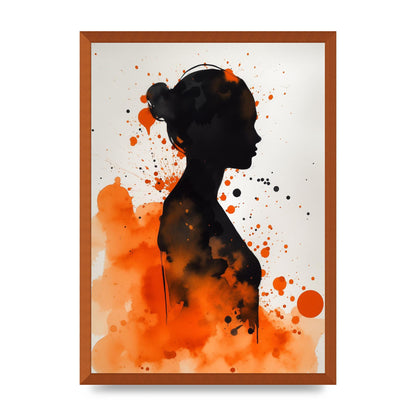 Meditative Womans Silhouette in Orange