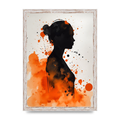 Meditative Womans Silhouette in Orange