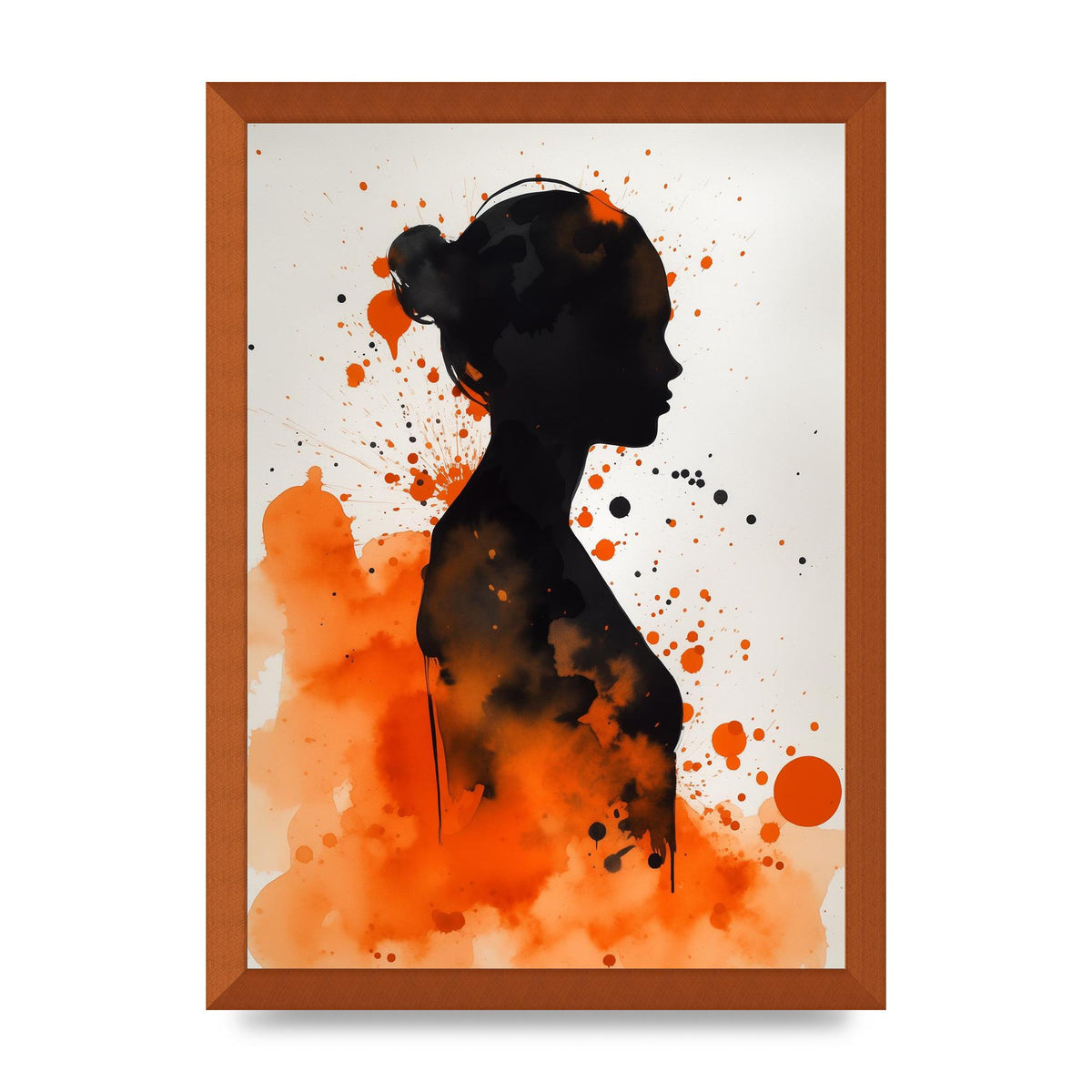 Meditative Womans Silhouette in Orange
