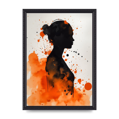 Meditative Womans Silhouette in Orange