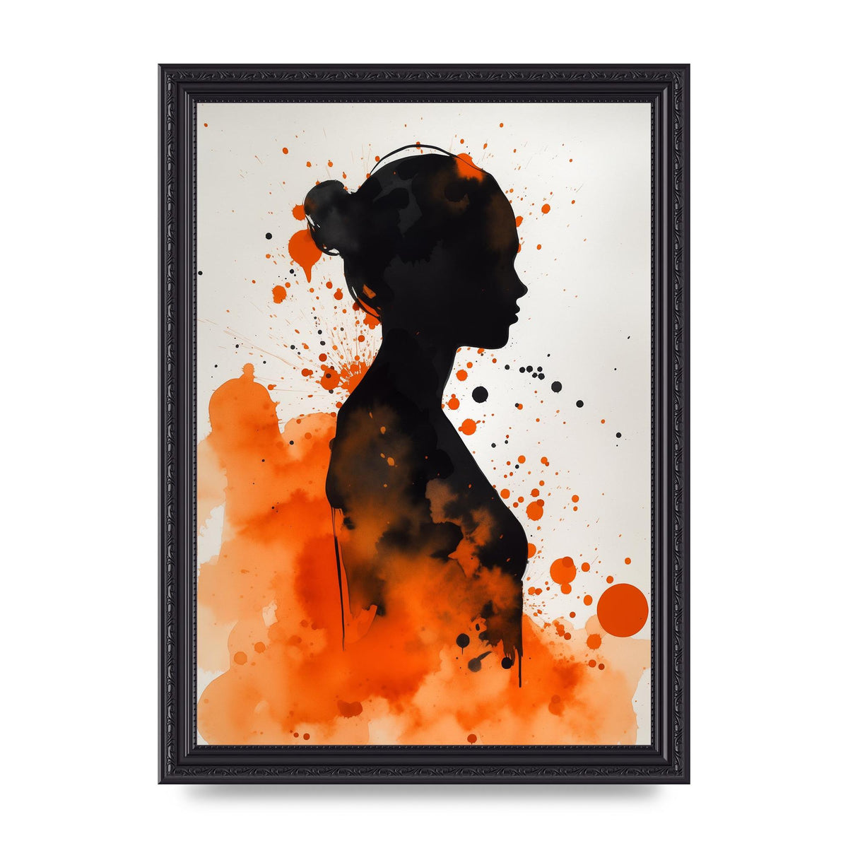 Meditative Womans Silhouette in Orange