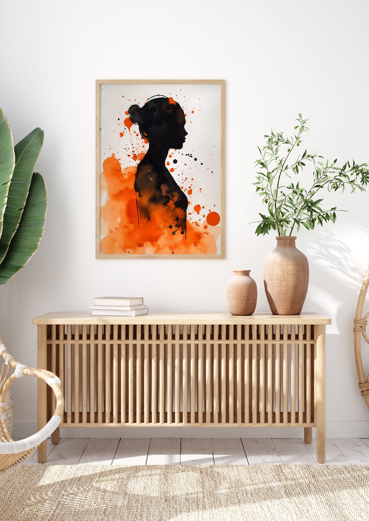 Meditative Womans Silhouette in Orange