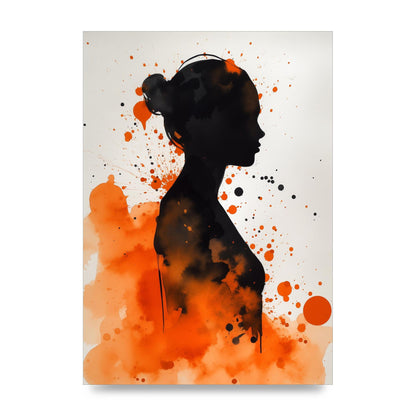 Meditative Womans Silhouette in Orange