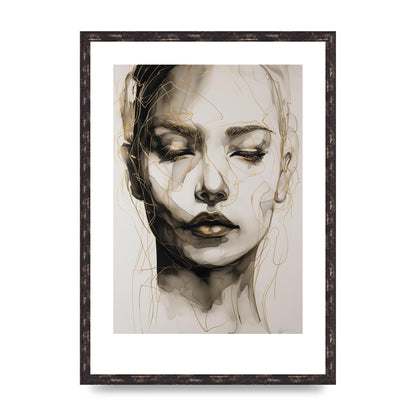 Tranquil Female Face in Gilded Gaze