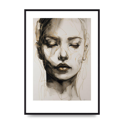 Tranquil Female Face in Gilded Gaze