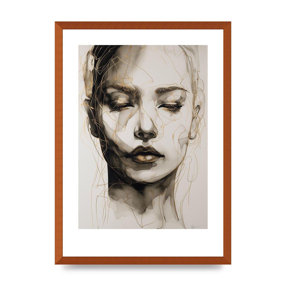 Tranquil Female Face in Gilded Gaze