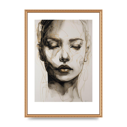 Tranquil Female Face in Gilded Gaze