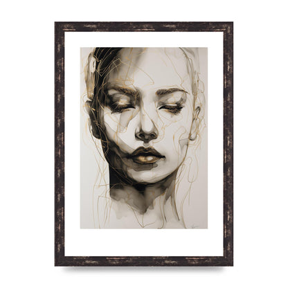 Tranquil Female Face in Gilded Gaze