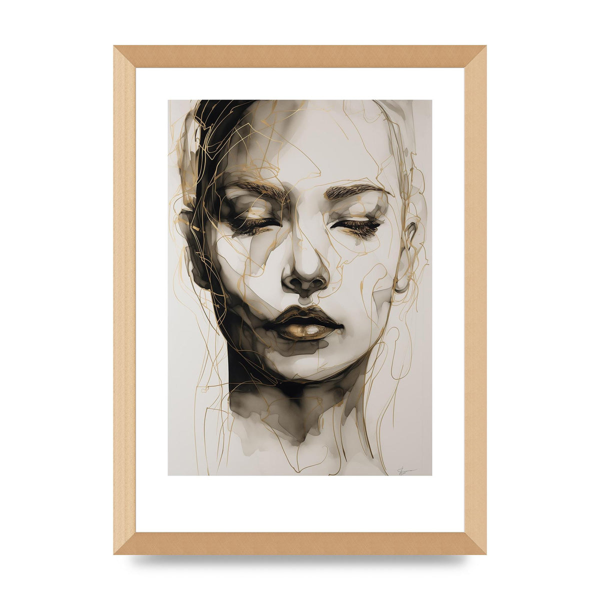 Tranquil Female Face in Gilded Gaze