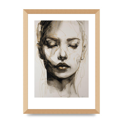 Tranquil Female Face in Gilded Gaze