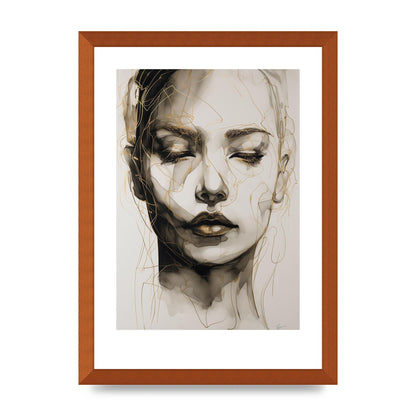 Tranquil Female Face in Gilded Gaze