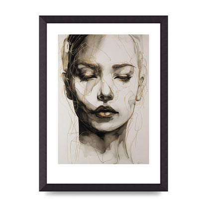 Tranquil Female Face in Gilded Gaze