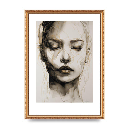 Tranquil Female Face in Gilded Gaze