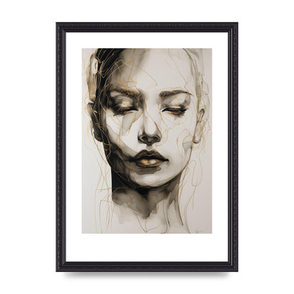 Tranquil Female Face in Gilded Gaze
