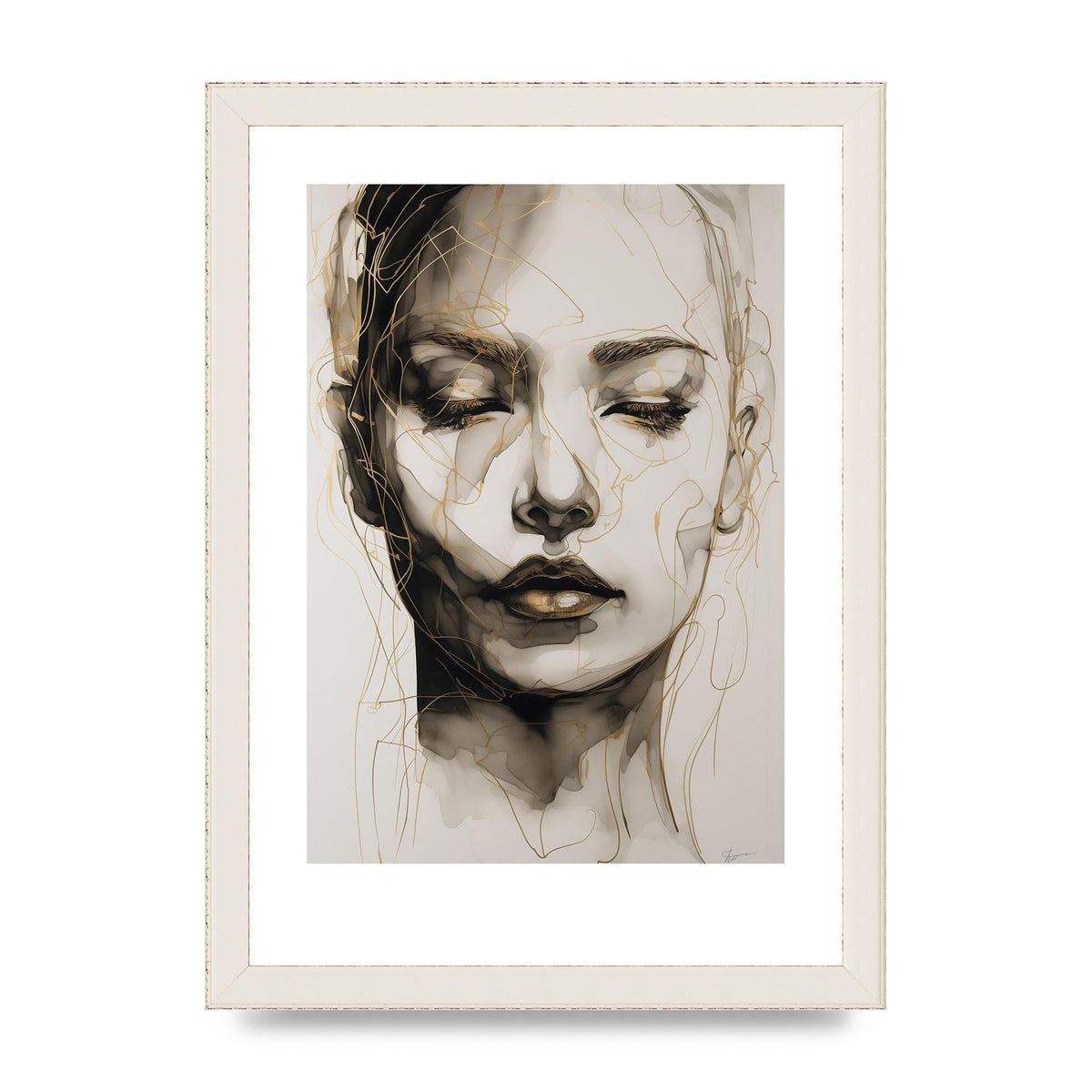 Tranquil Female Face in Gilded Gaze