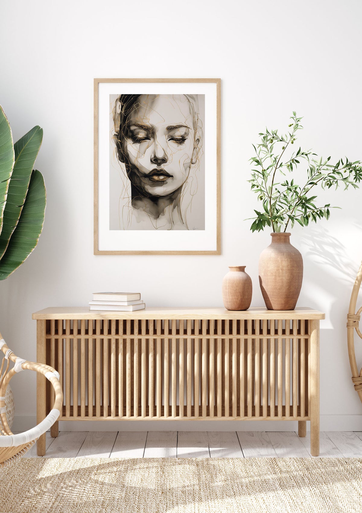 Tranquil Female Face in Gilded Gaze