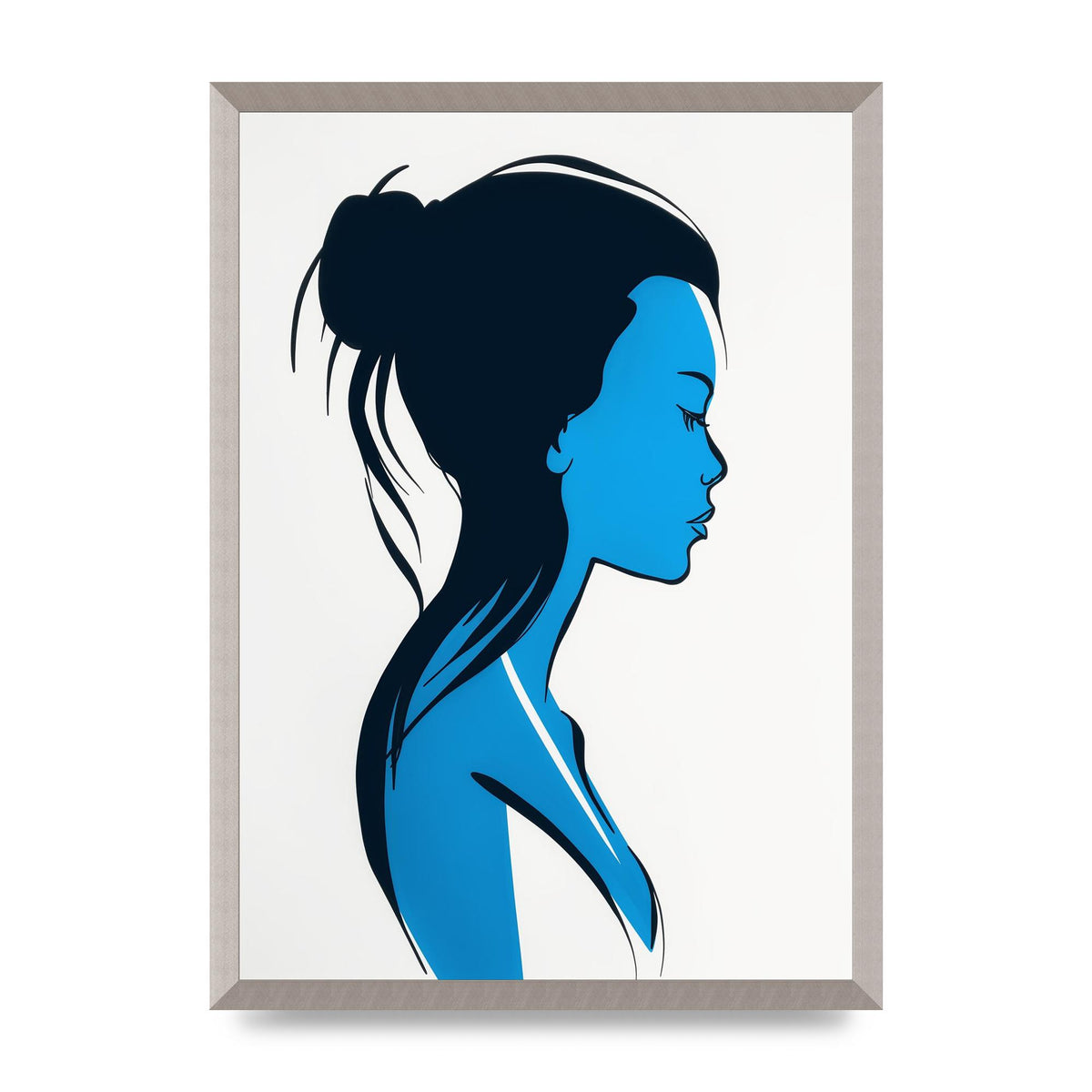 Elegant Female Form in Blue Contour