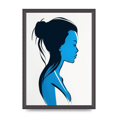 Elegant Female Form in Blue Contour