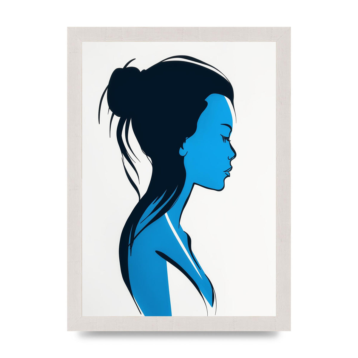 Elegant Female Form in Blue Contour