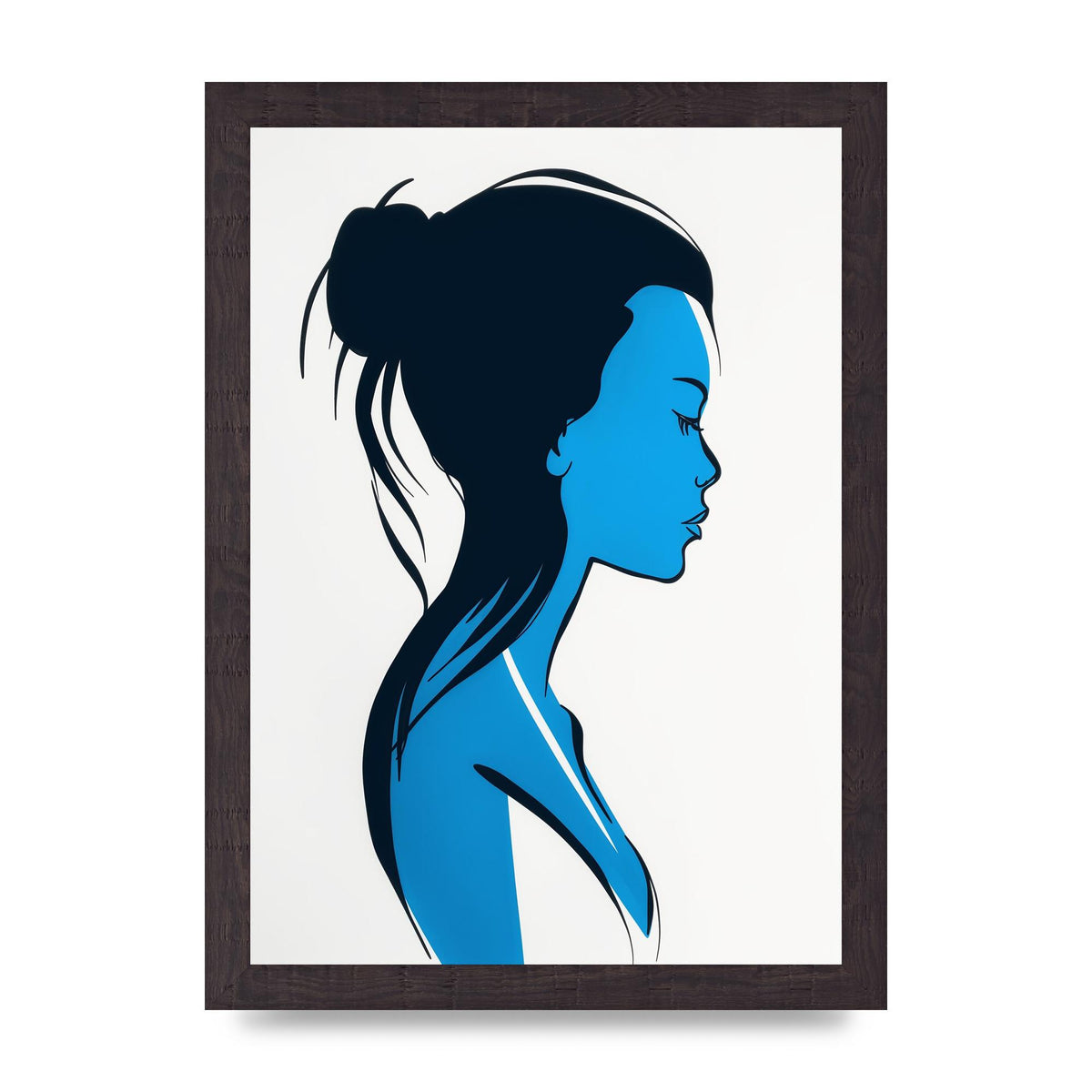 Elegant Female Form in Blue Contour