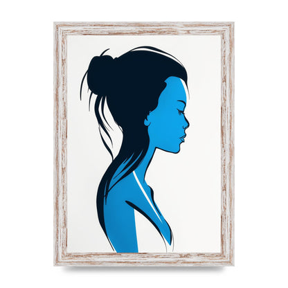 Elegant Female Form in Blue Contour