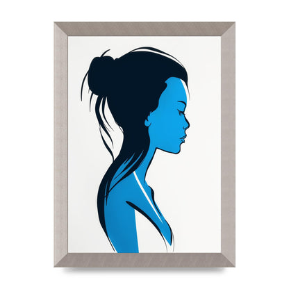 Elegant Female Form in Blue Contour