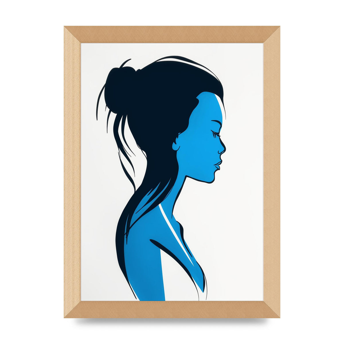 Elegant Female Form in Blue Contour