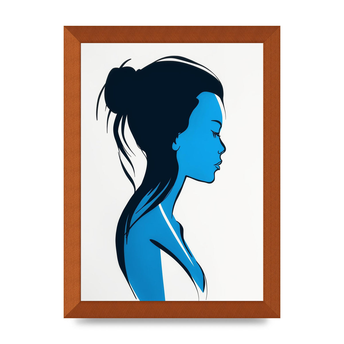 Elegant Female Form in Blue Contour
