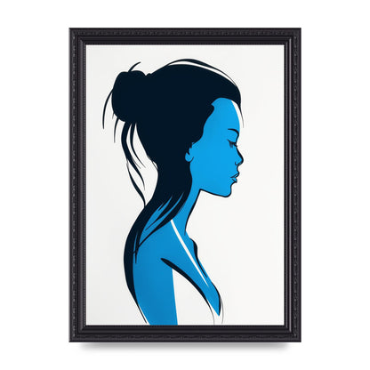 Elegant Female Form in Blue Contour