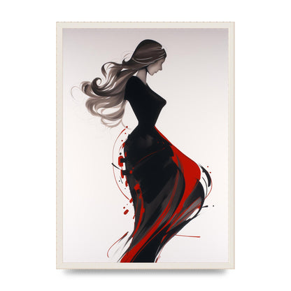 Female Form Outlined in Black and Red