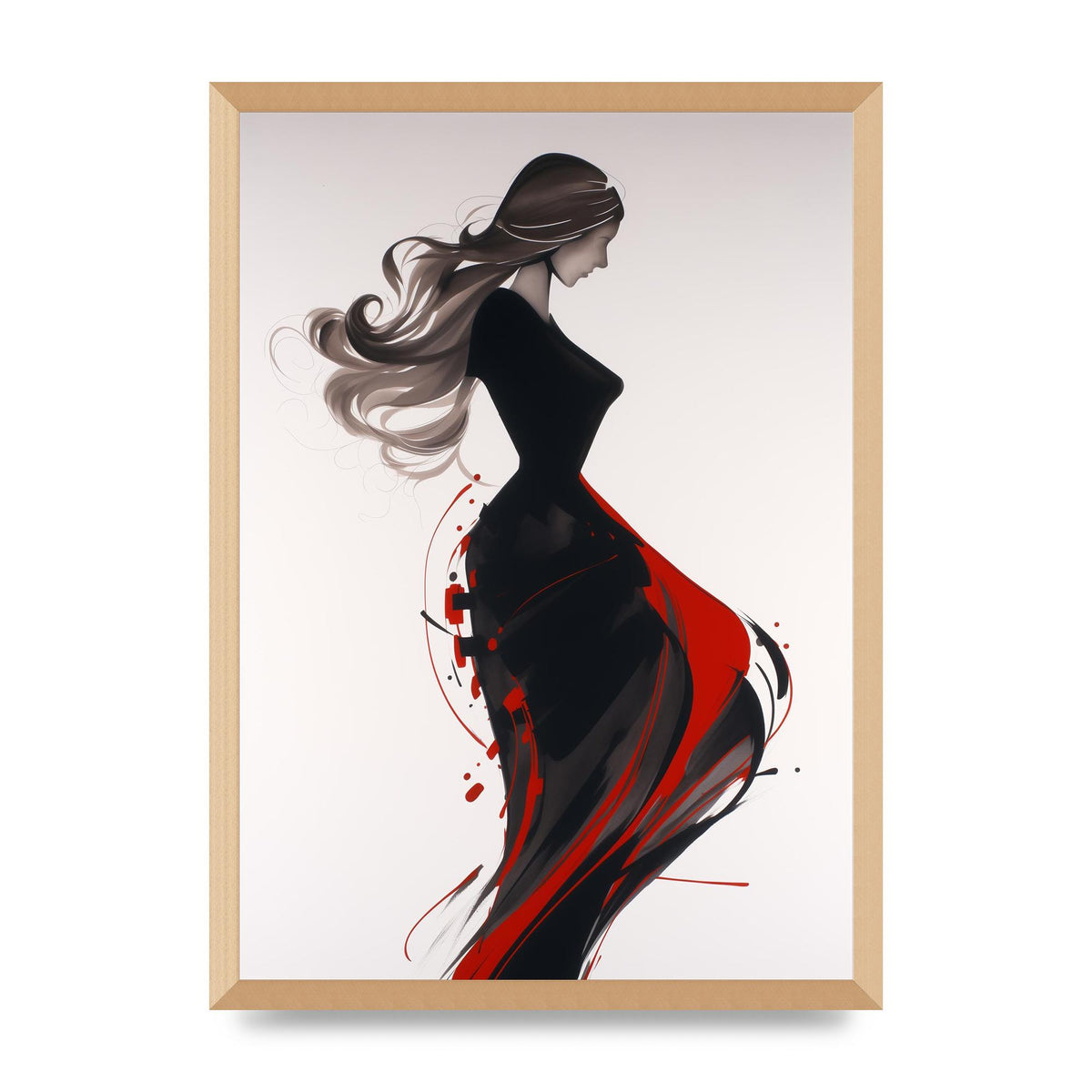 Female Form Outlined in Black and Red