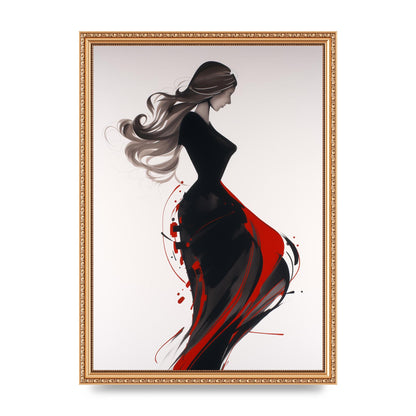 Female Form Outlined in Black and Red