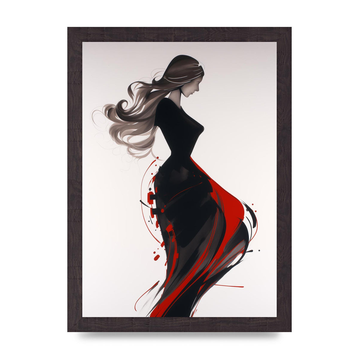 Female Form Outlined in Black and Red