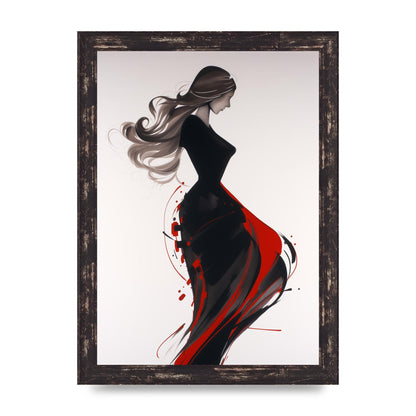 Female Form Outlined in Black and Red