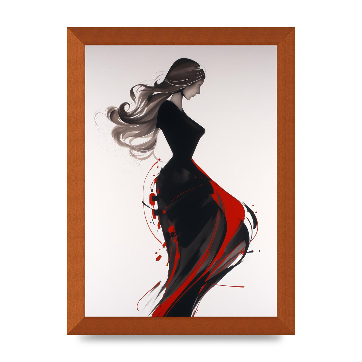 Female Form Outlined in Black and Red