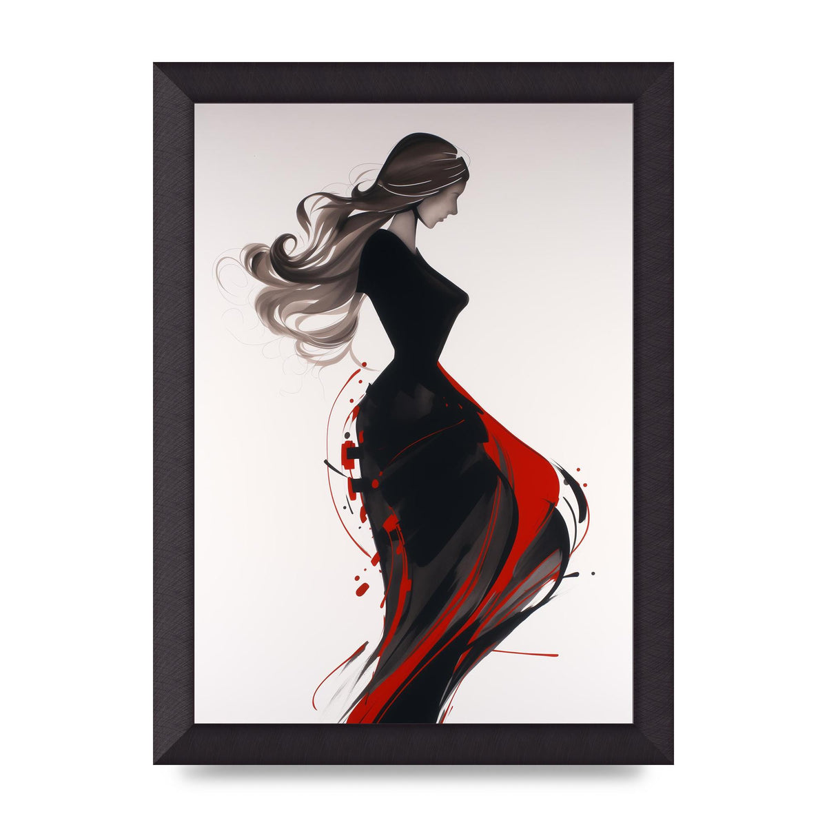 Female Form Outlined in Black and Red