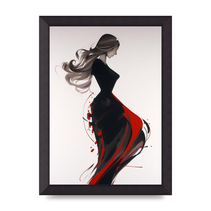 Female Form Outlined in Black and Red