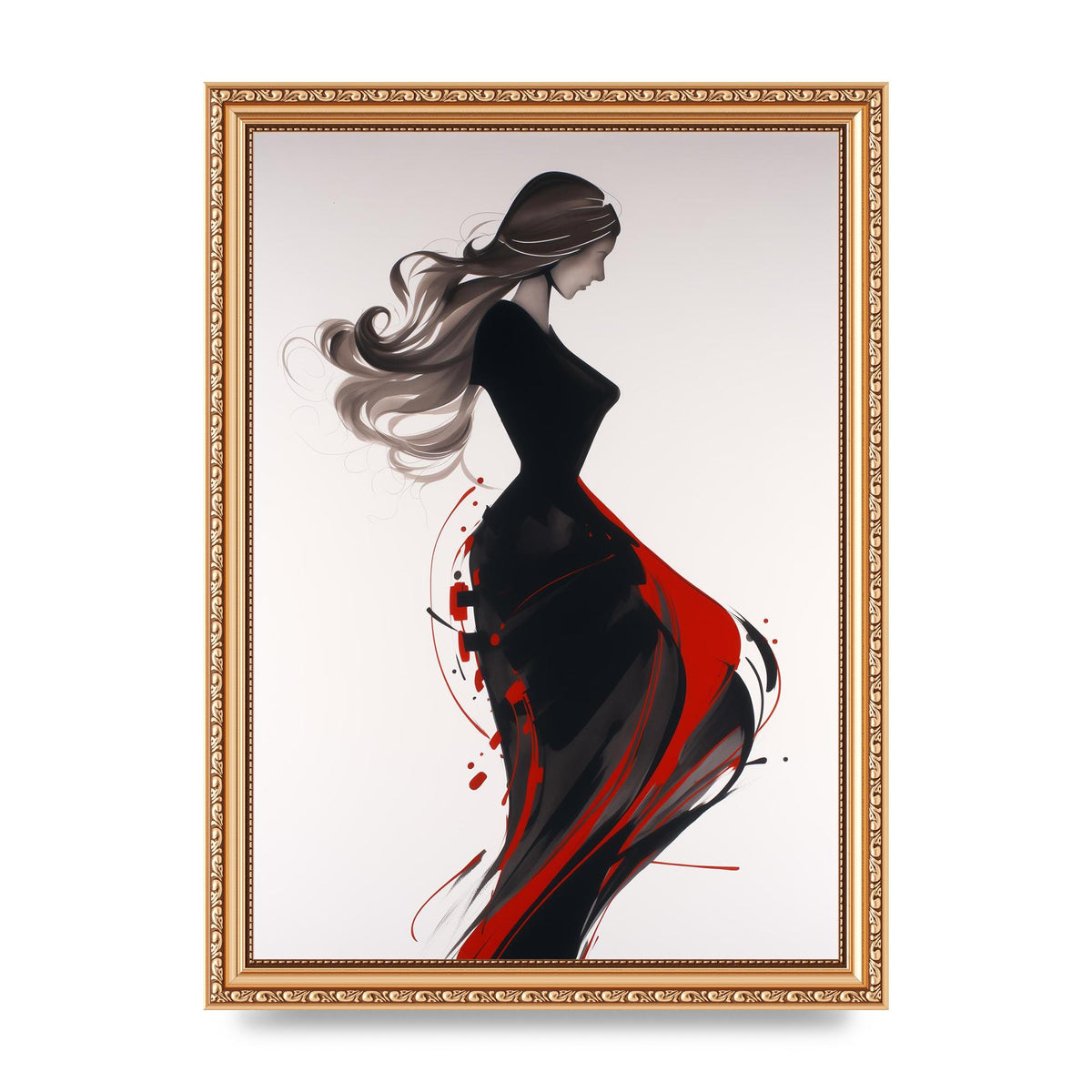 Female Form Outlined in Black and Red