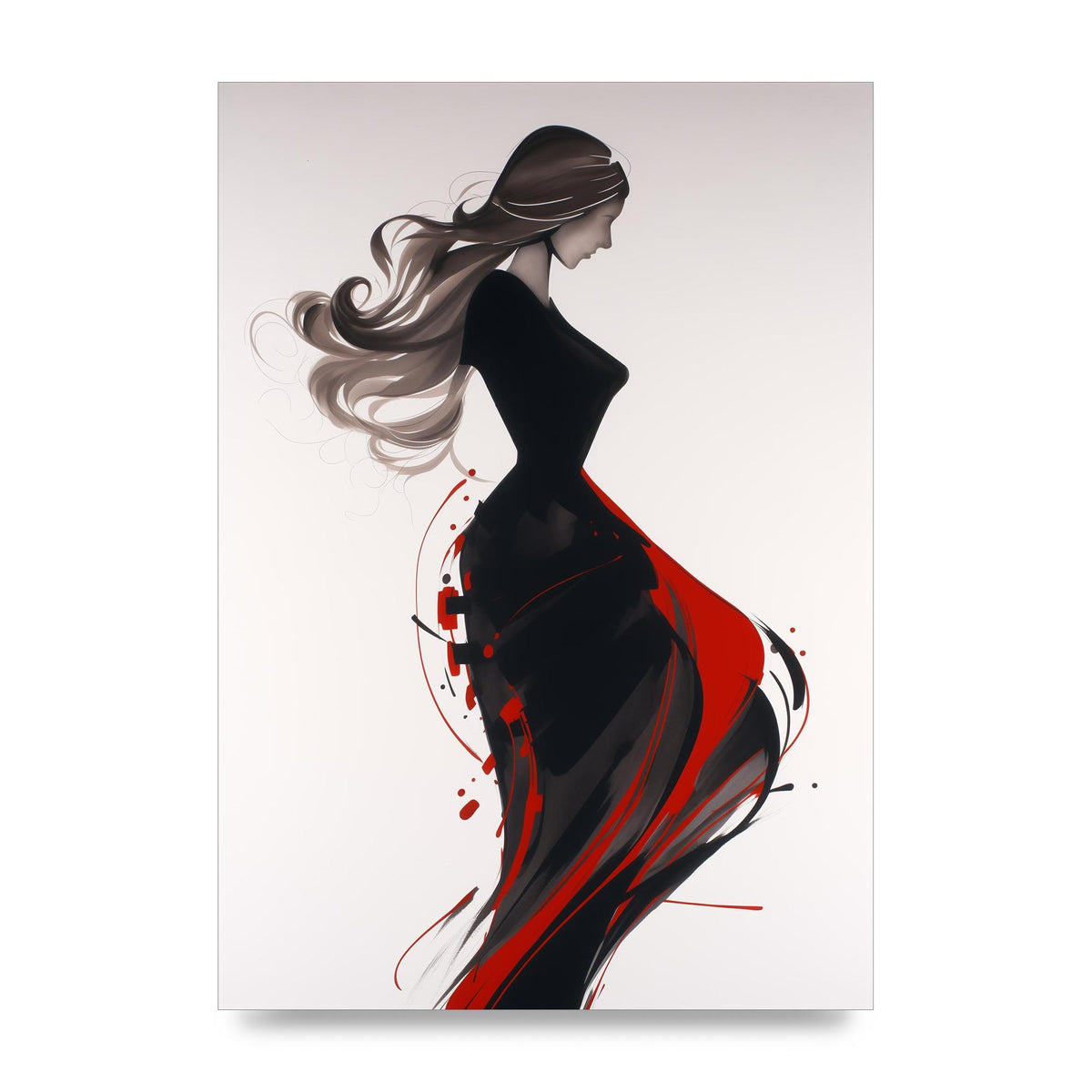 Female Form Outlined in Black and Red