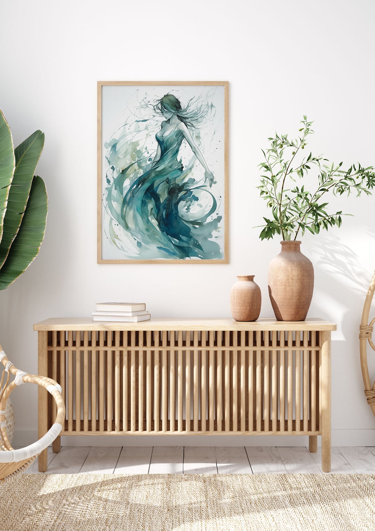 Cool Blues and Greens in Graceful Dance