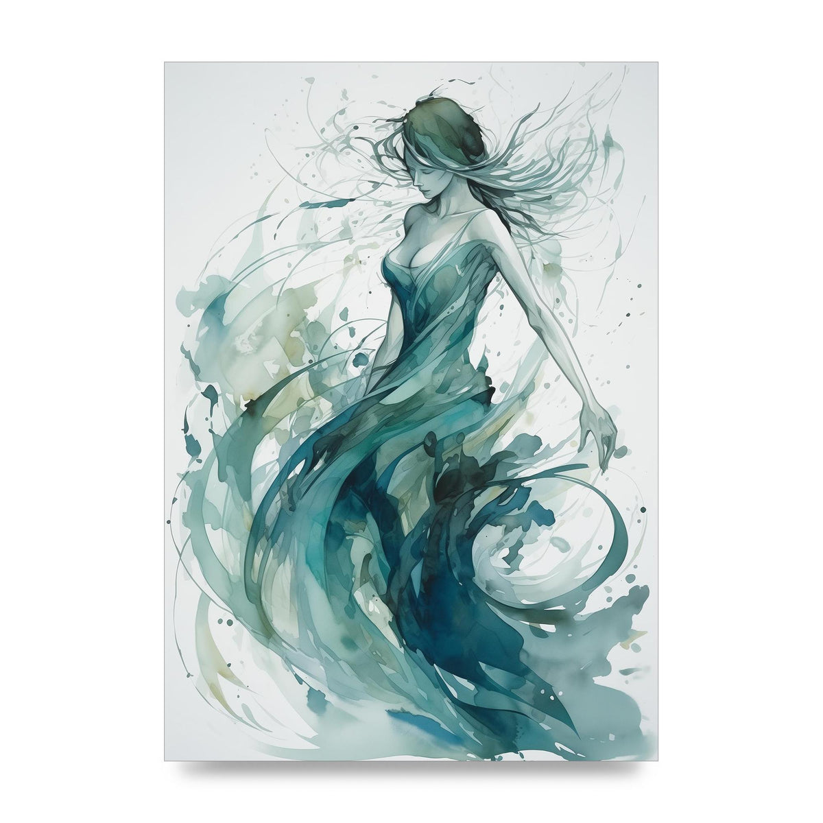 Cool Blues and Greens in Graceful Dance