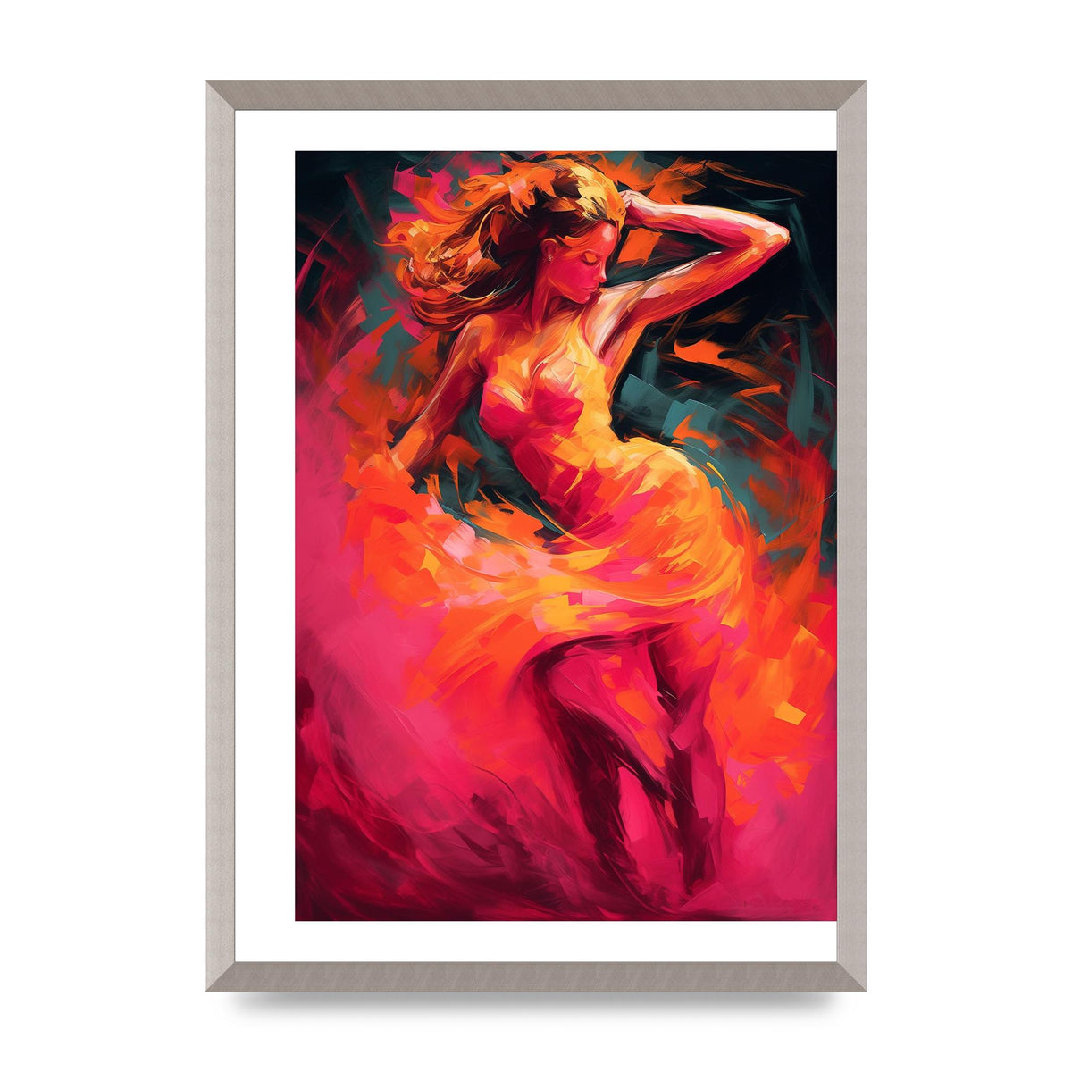 Salsa Dancer in Hot Pink and Tangerine