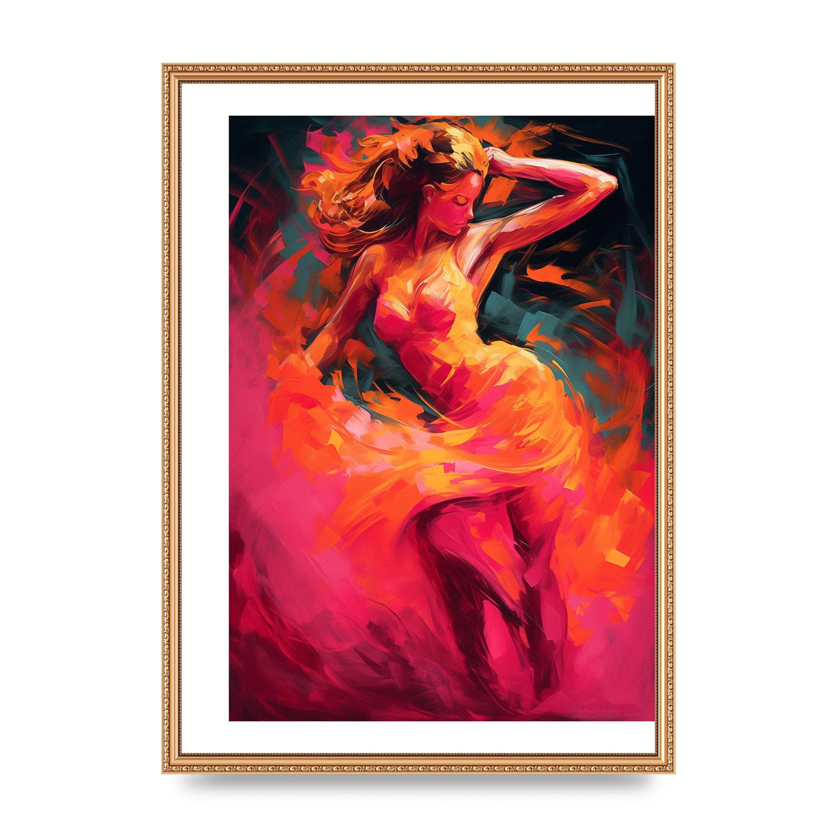 Salsa Dancer in Hot Pink and Tangerine