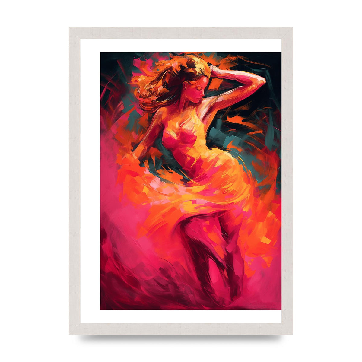 Salsa Dancer in Hot Pink and Tangerine
