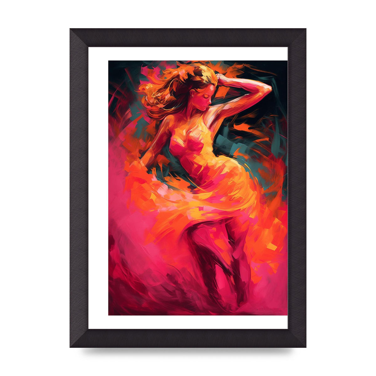 Salsa Dancer in Hot Pink and Tangerine