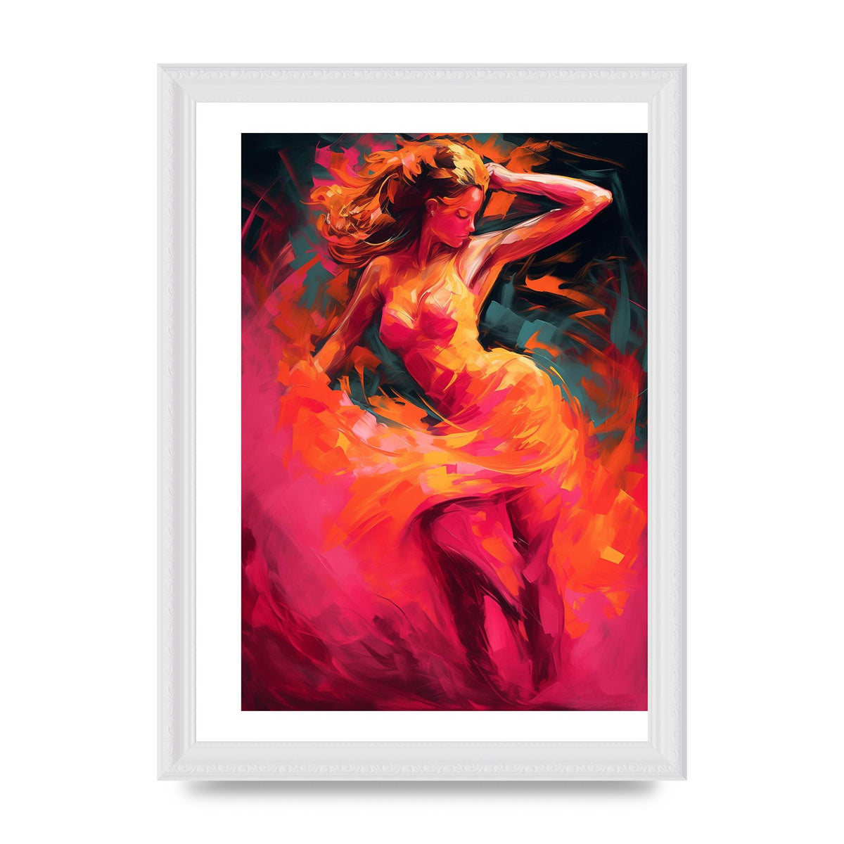 Salsa Dancer in Hot Pink and Tangerine