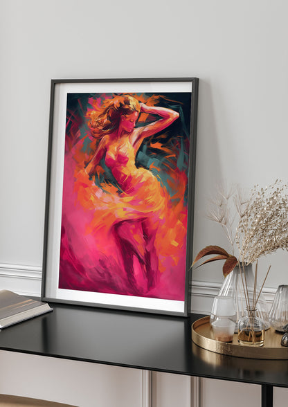 Salsa Dancer in Hot Pink and Tangerine