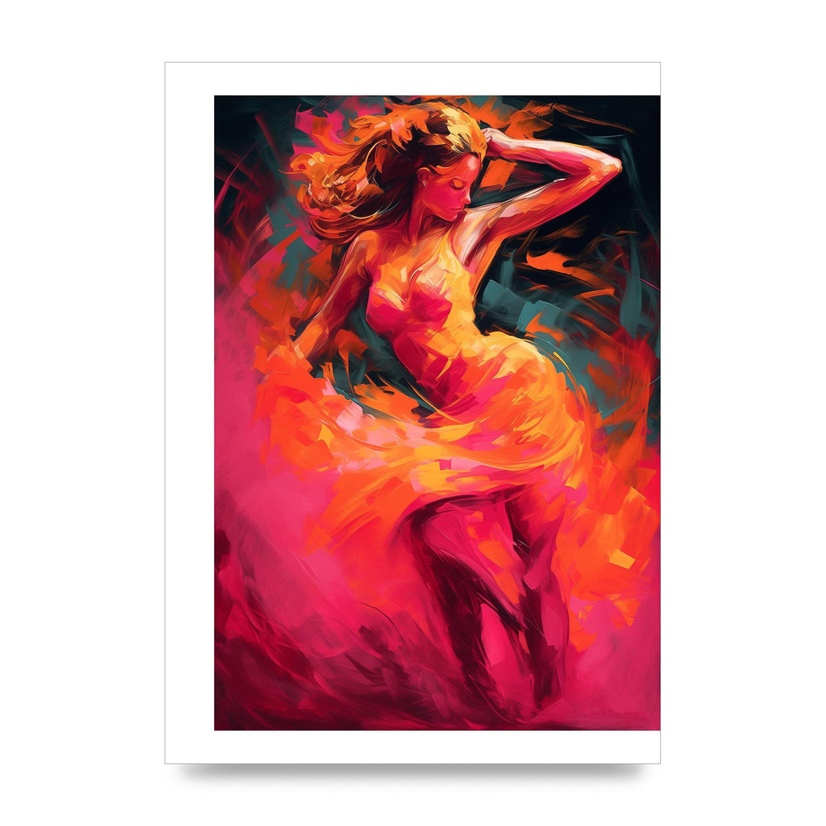 Salsa Dancer in Hot Pink and Tangerine