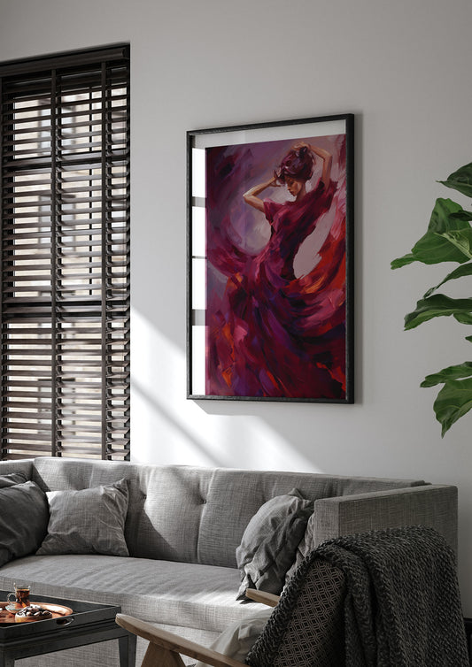 Graceful Dance in Crimson and Purple