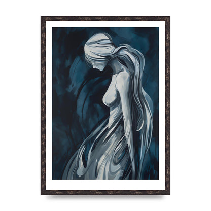 Womans Form in White and Dark Blue